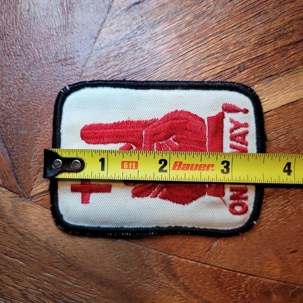 One Way Jesus‎ Christian Embroidered Patch Red Finger Point Cross Verse